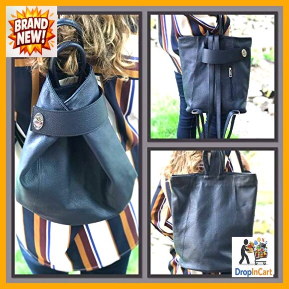 Convertible Leather Backpack Purse Anti-Theft Italian Tote Work Travel Chic main image 4